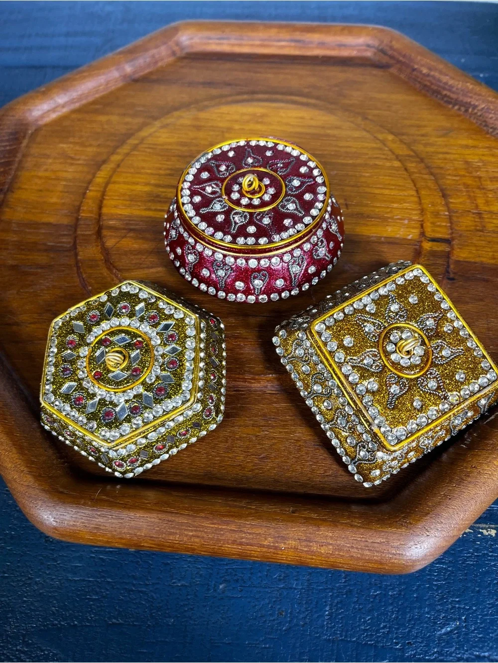 Vintage Ornate Trinket Boxes Set or Lot of 3